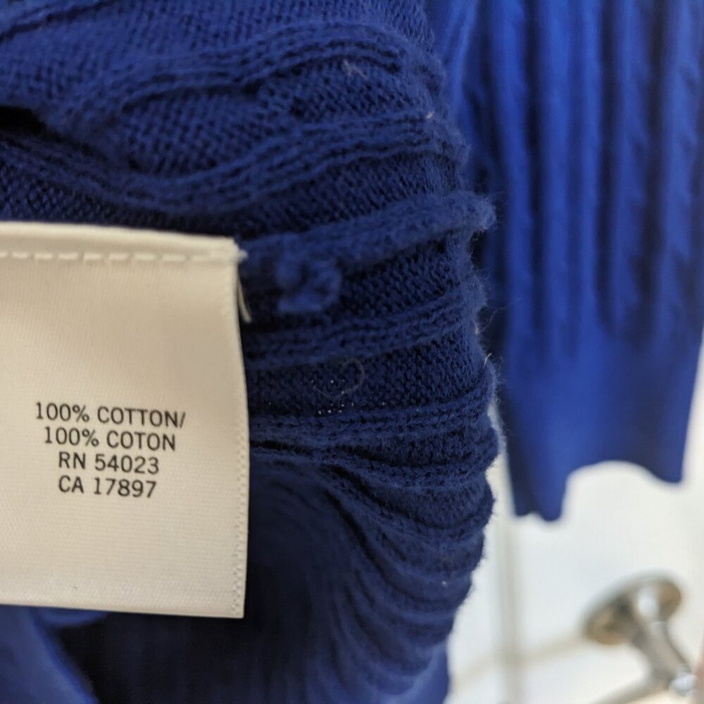 100% Cotton Banana Republic Royal Blue, Cobalt Cable Knit Spring Sweater - Large - Picture 3 of 3